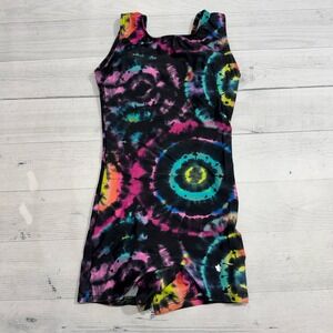 Destira girls black rainbow tie dye leotard child XS